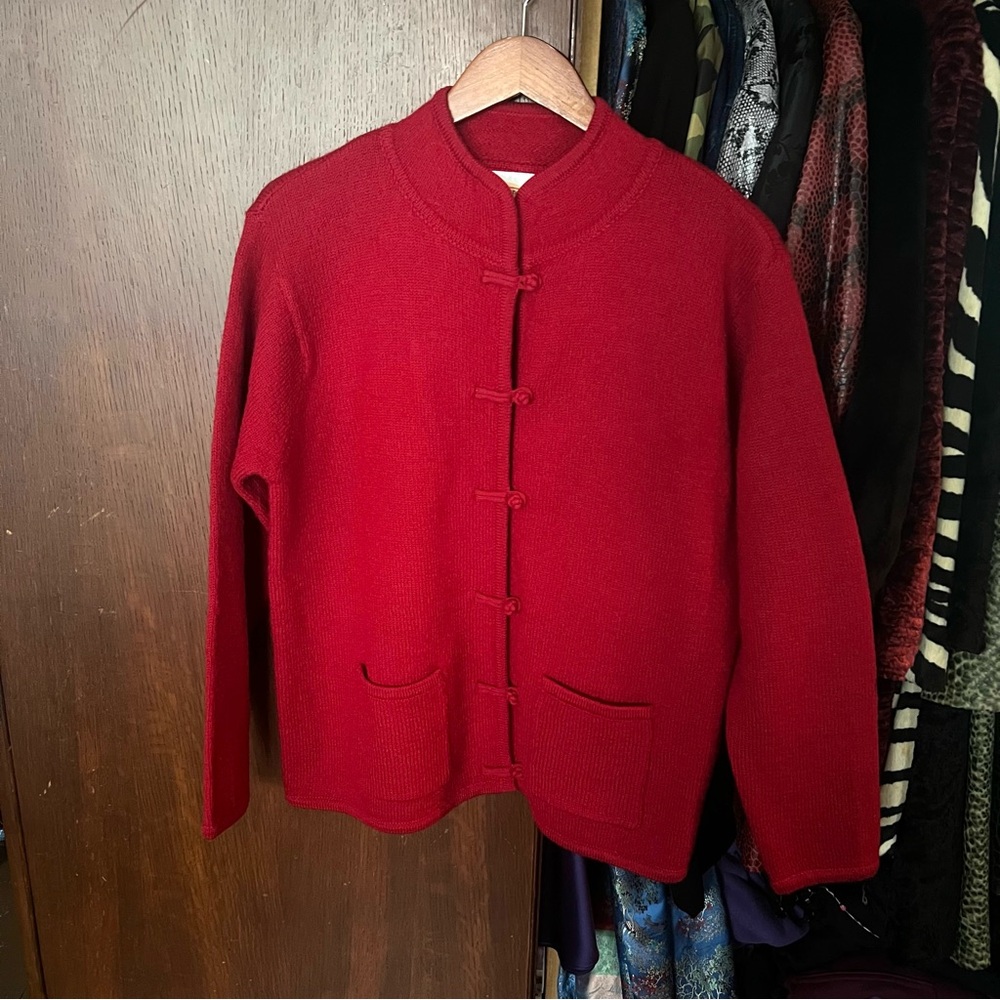 Talbots Vibrant Red Knit Cardigan
